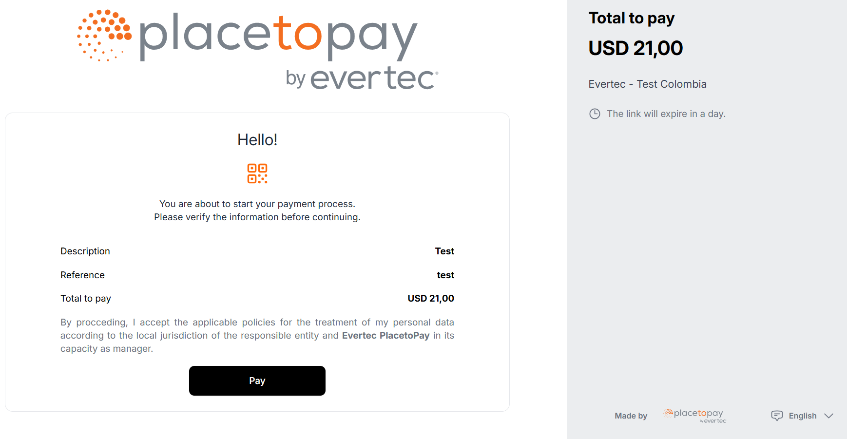 Payment view