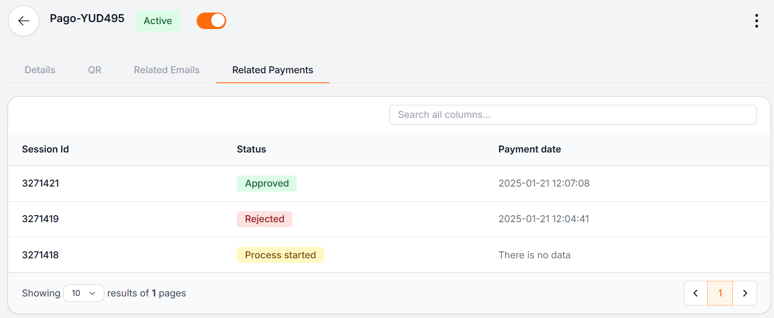 View pay links